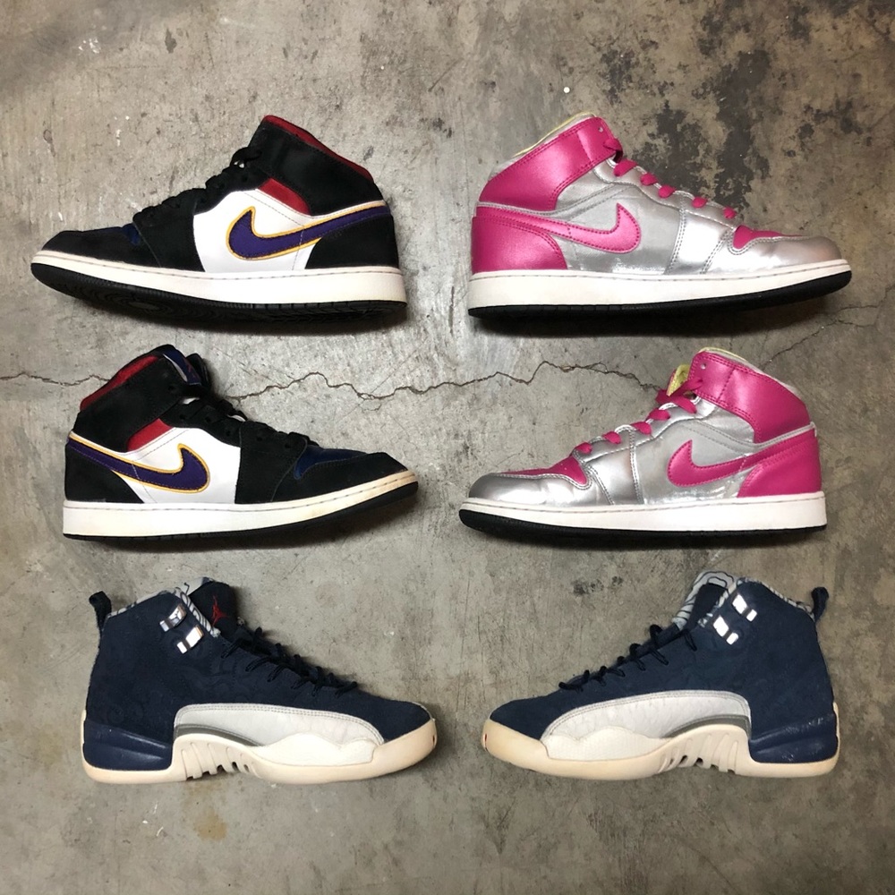 Air Jordan 1 Mid GS Metallic Silver/Fusion Pink